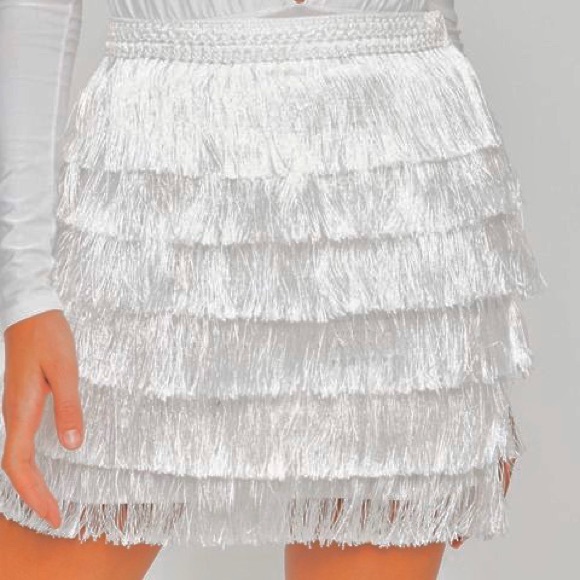 Missguided white fringe mini skirt - Picture 7 of 7
